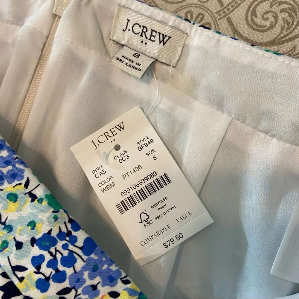 NWT New J. Crew Spring Floral Colorful Print Mini Midi Pencil Wiggle Skirt Sz 8